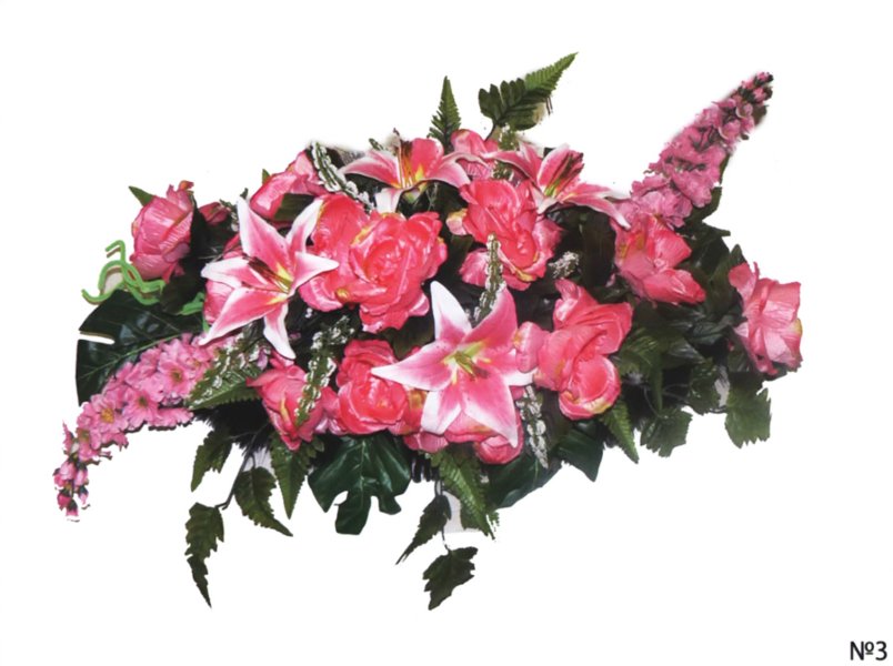 венок из живых цветов Композиция на гроб №3